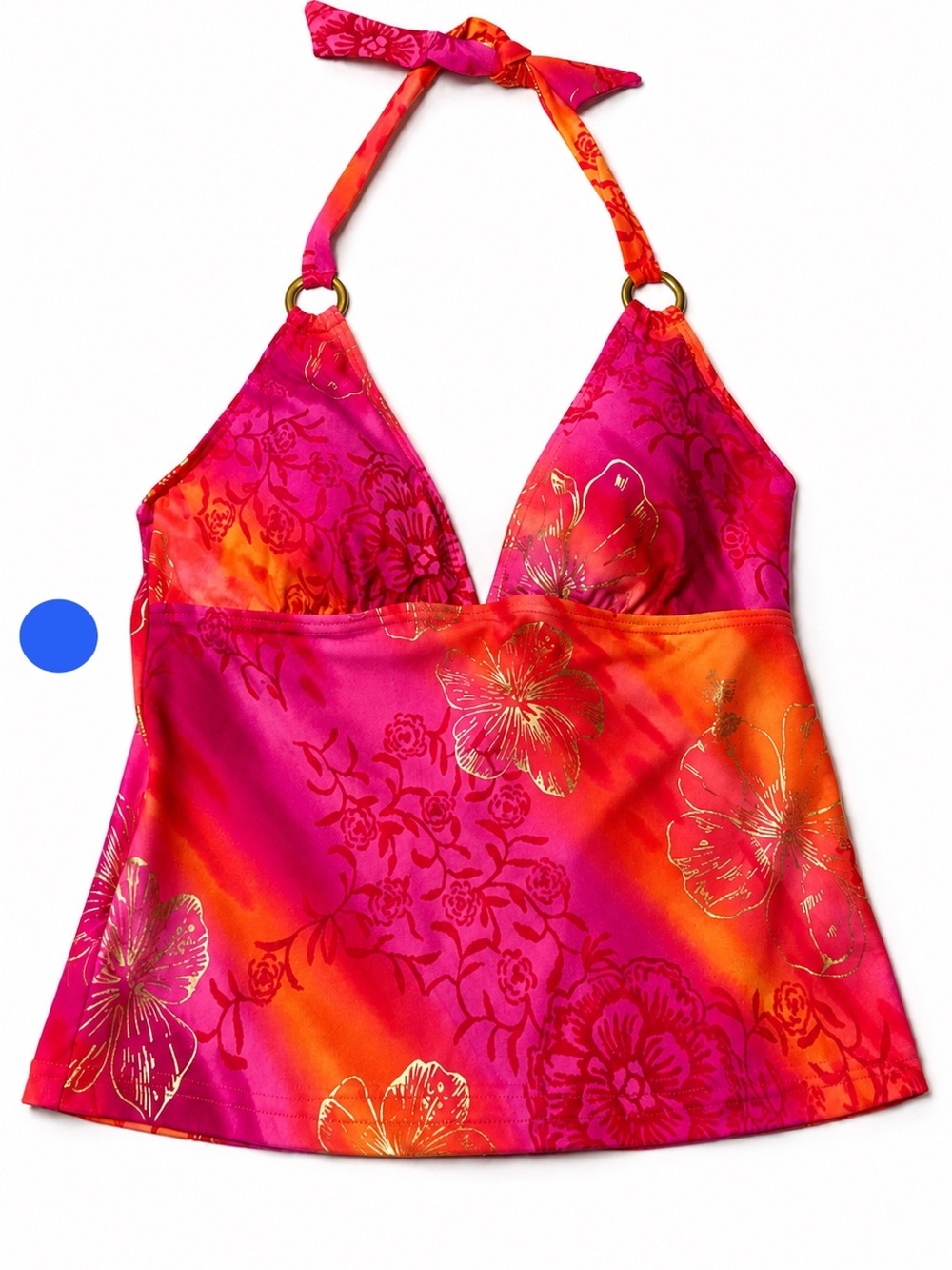 Beach Bay Floral Halter Tankini Top Women’s Size 12 Pink Orange